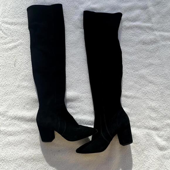 Splendid Over the Knee Suede Leather Boots Black Size 10 - Picture 9 of 11